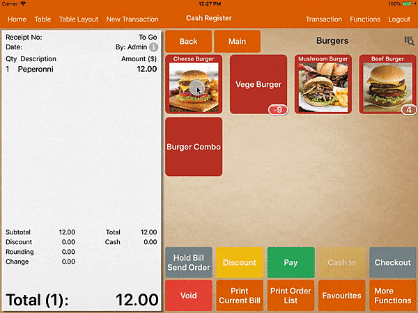 pos system menu gesture swipe up change button color settings