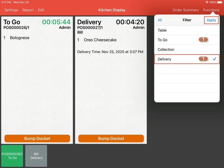 mobipos kitchen display system settings