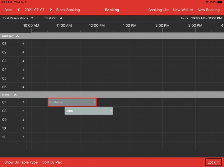 lock in button timeline booking
