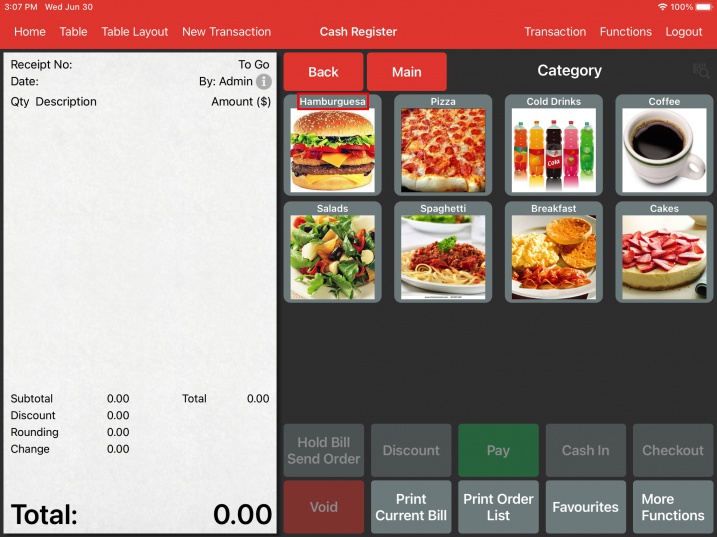 pos system translated menu in spanish category