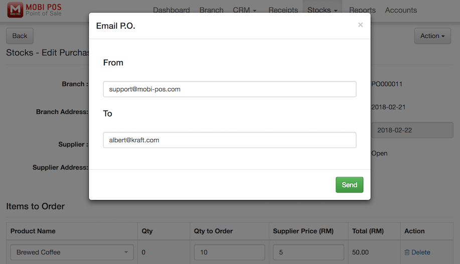 pos system email settings