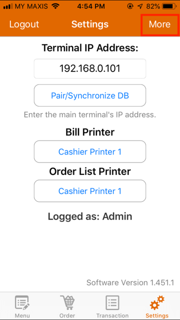 pos system iphone settings